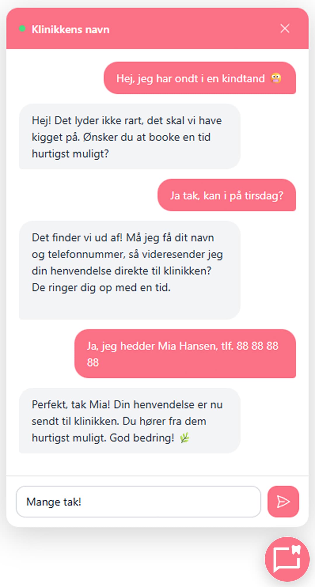 Klinikchat chatbot interface